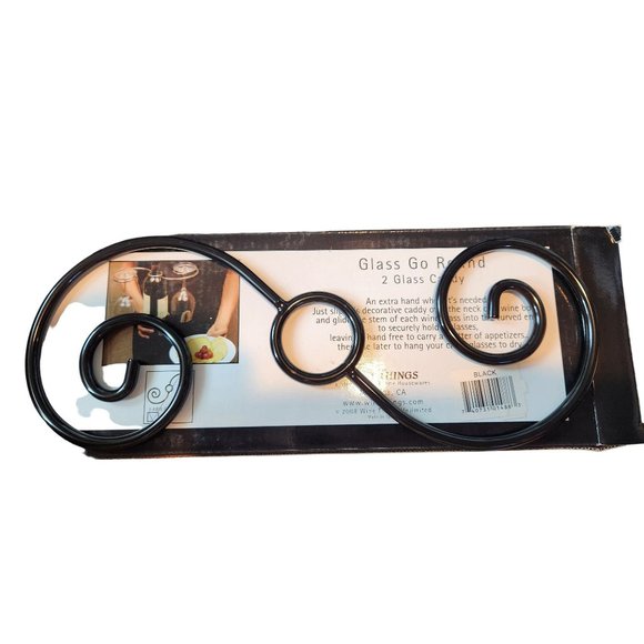 Wine Things Glass Go Round 2-Glass Decorative Caddy, Black Goes over the Wine Bo - Picture 2 of 5